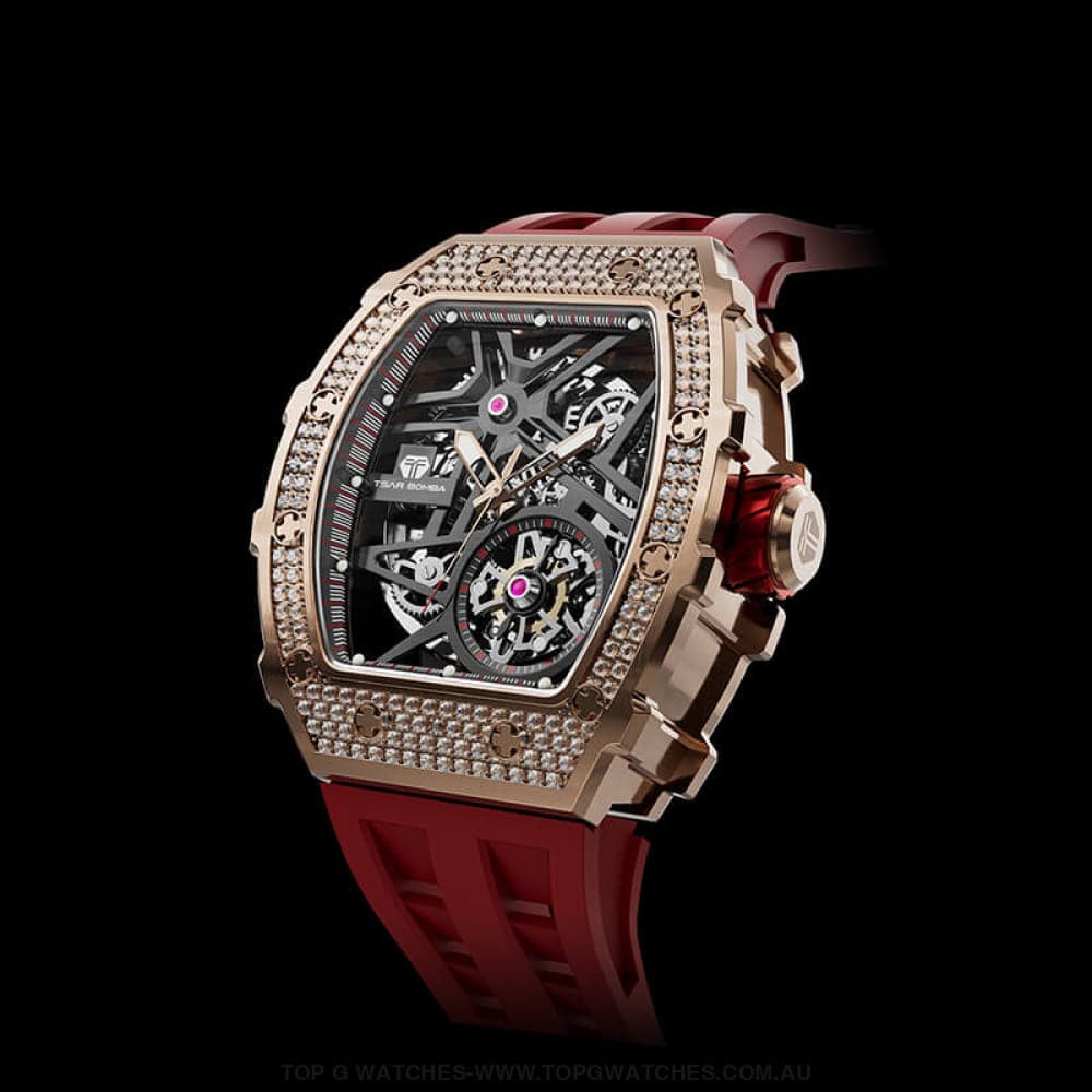 Official TSAR BOMBA Automatic Mechanical Waterproof Diamond Finish Watch TB8209D - Top G Watches