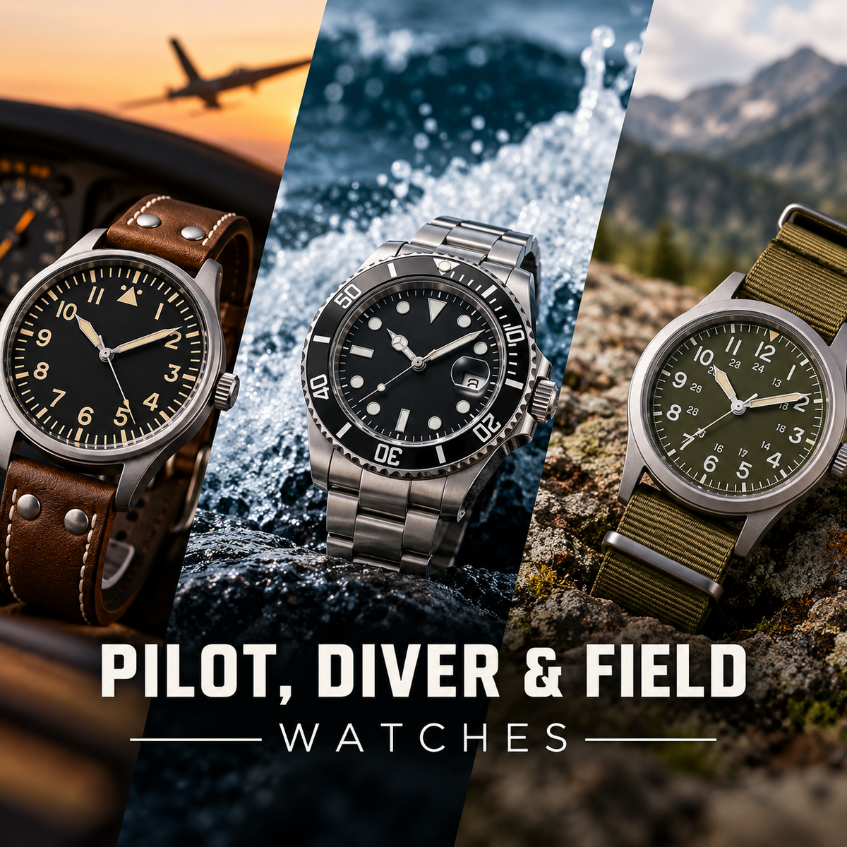 Pilot, Diver & Field Watches
