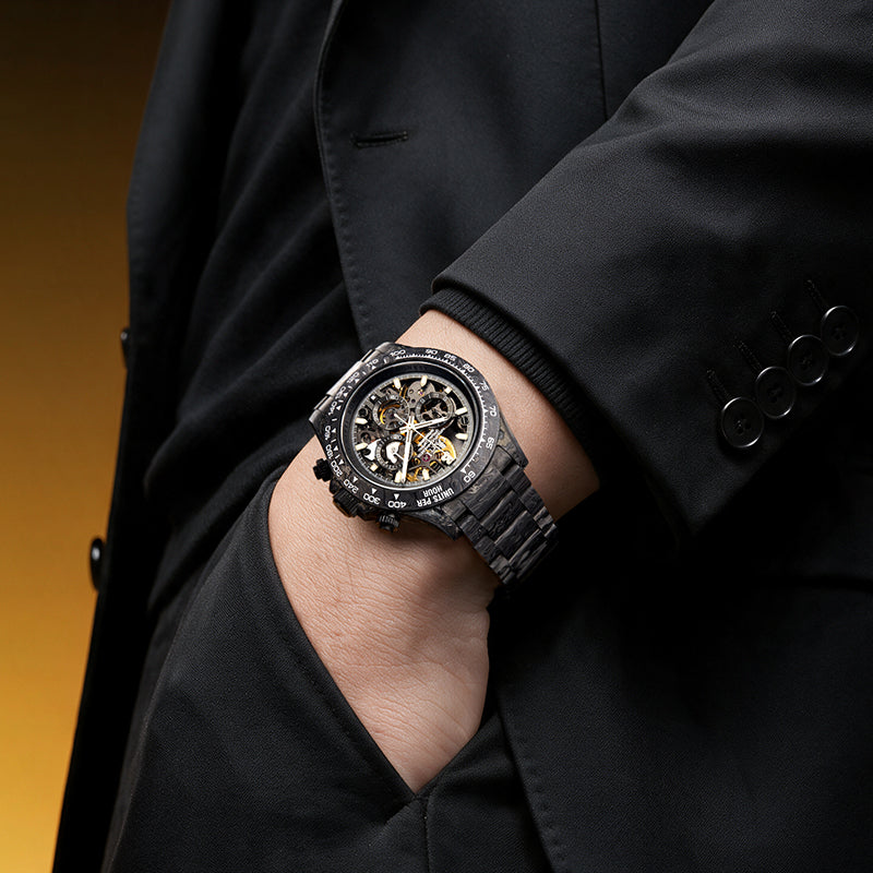 BONEST GATTI BG9014 Carbon Fibre Skeleton Automatic Chronograph Watch