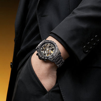 BONEST GATTI BG9014 Carbon Fibre Skeleton Automatic Chronograph Watch