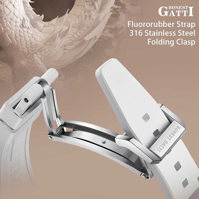 BONEST GATTI Tonneau Shaped Dragon theme frosted gold finishing Case Men's Automatic Mechanical Watch Luminous GB5003 - Top G Watches