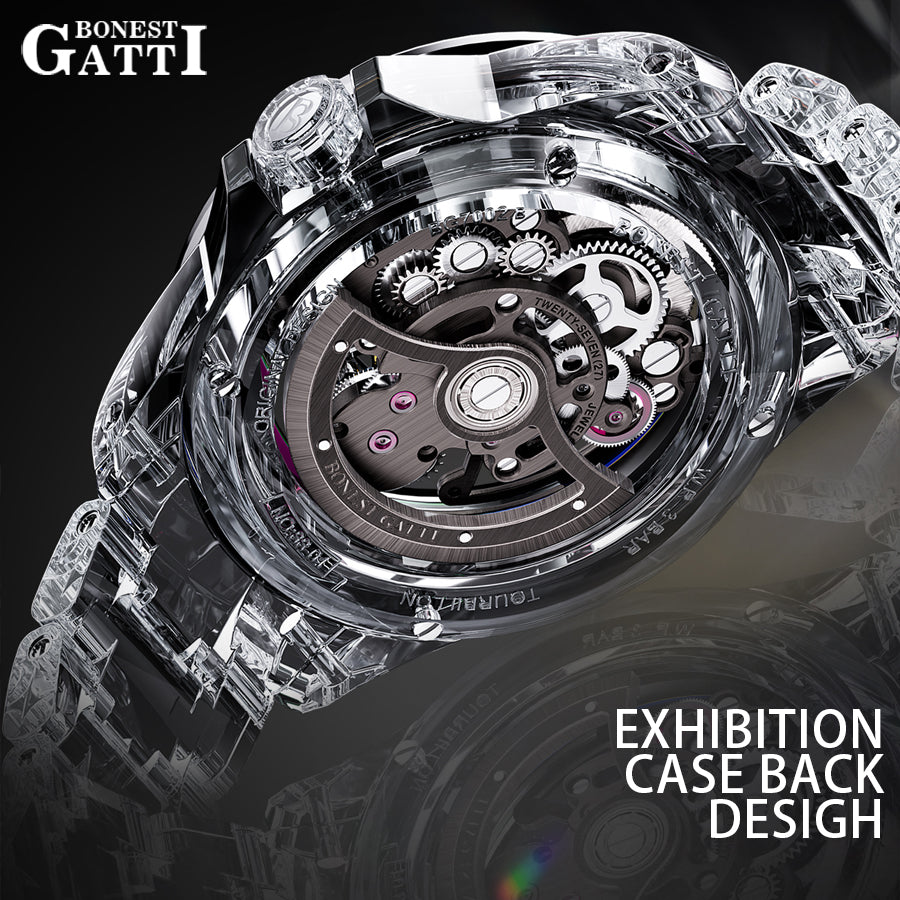 Bonest Gatti BG7002 Rainbow Tourbillon – Transparent K9 Crystal Masterpiece Watch - Top G Watches