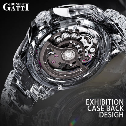 Bonest Gatti BG7002 Rainbow Tourbillon – Transparent K9 Crystal Masterpiece Watch - Top G Watches