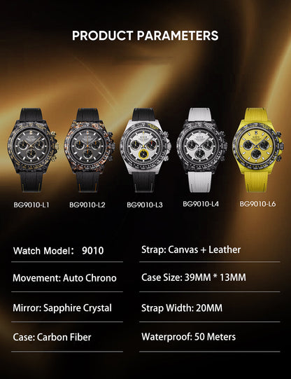 Bonest Gatti BG9010 Carbon Fibre Automatic Chronograph – Sport-Precision Craft - Top G Watches