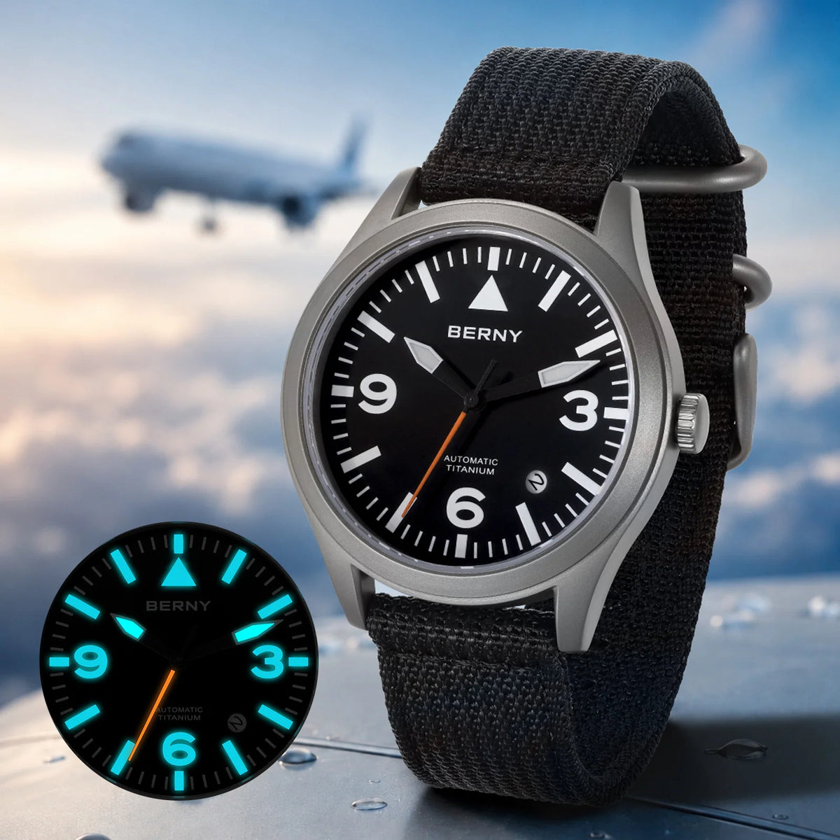 BERNY AMT143M Automatic Titanium Field Watch – Sapphire - Top G Watches