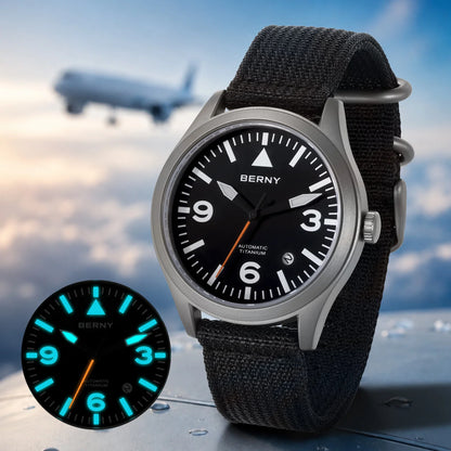 BERNY AMT143M Automatic Titanium Field Watch – Sapphire - Top G Watches