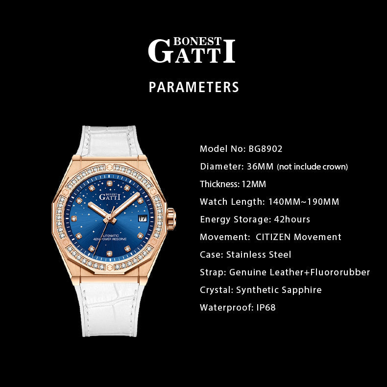 Bonest Gatti BG8902 Diamond Bezel – Citizen Automatic Women’s Watch - Top G Watches