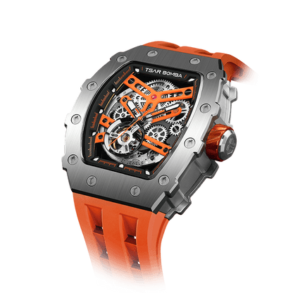 Official TSAR BOMBA Stainless Steel Automatic Skeleton Watch – TB8208A