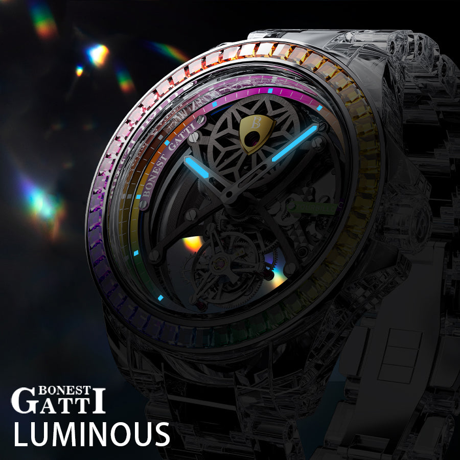 Bonest Gatti BG7002 Rainbow Tourbillon – Transparent K9 Crystal Masterpiece Watch - Top G Watches