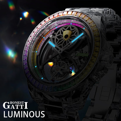 Bonest Gatti BG7002 Rainbow Tourbillon – Transparent K9 Crystal Masterpiece Watch - Top G Watches