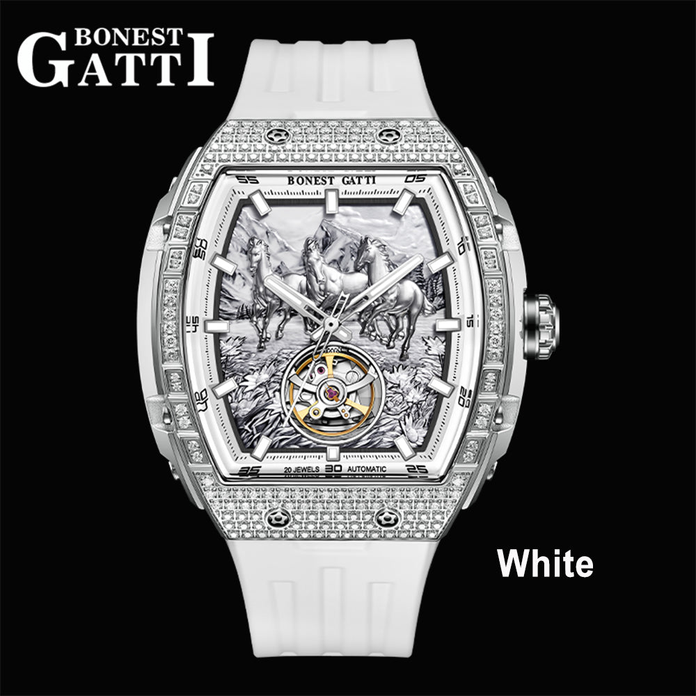 Bonest Gatti Year of the Horse BG5006 – Automatic Skeleton Zircon Bezel - Top G Watches