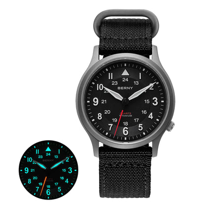 BERNY T2596M Men's Titanium Field Watch | Sapphire Crystal - MIYOTA Quartz