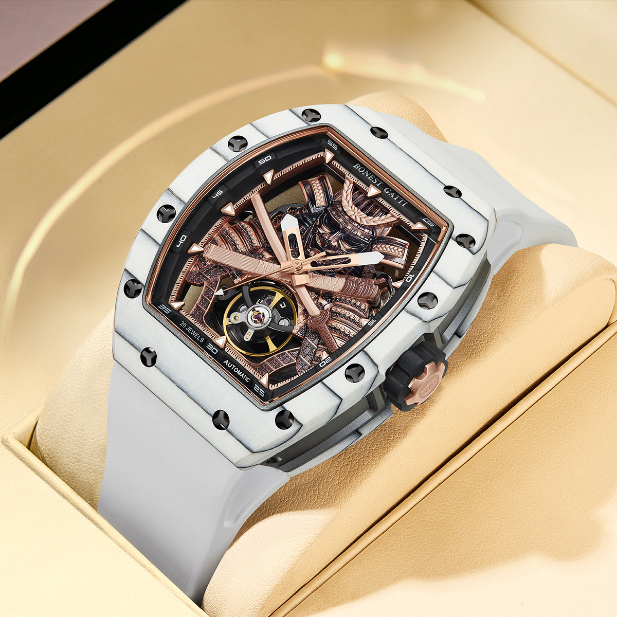 Bonest Gatti BG9008 Phantom Black – Carbon Skeleton Tourbillon Automatic Watch - Top G Watches