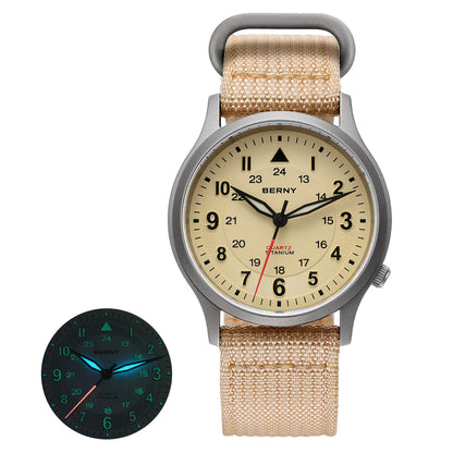 BERNY T2596M Men's Titanium Field Watch | Sapphire Crystal - MIYOTA Quartz