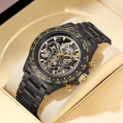 BONEST GATTI BG9014 Carbon Fibre Skeleton Automatic Chronograph Watch