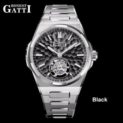 BONEST GATTI Hammer Pattern Automatic Tourbillon Watch Self Wind 80H Power Reserve Sapphire Crystal Luminous Watch BG7005 - Top G Watches