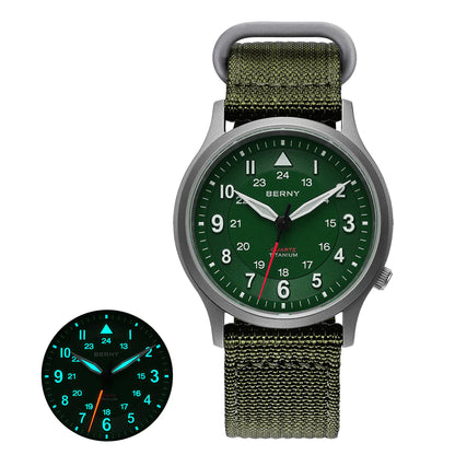 BERNY T2596M Men's Titanium Field Watch | Sapphire Crystal - MIYOTA Quartz