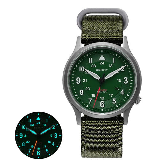 BERNY T2596M Men's Titanium Field Watch | Sapphire Crystal - MIYOTA Quartz