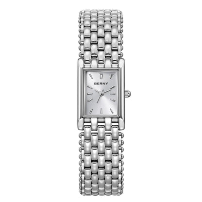BERNY 2066L Women's Mini Silver Square Quartz Dress Watch - Top G Watches