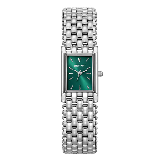 BERNY 2066L Women's Mini Silver Square Quartz Dress Watch - Top G Watches