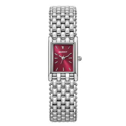 BERNY 2066L Women's Mini Silver Square Quartz Dress Watch - Top G Watches