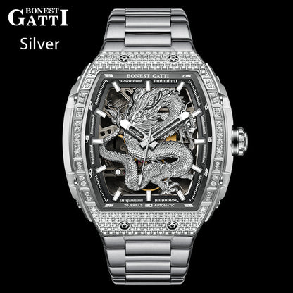 Bonest Gatti Barrel Dragon BG5605S – Steel Bracelet Automatic with Zircon Bezel - Top G Watches