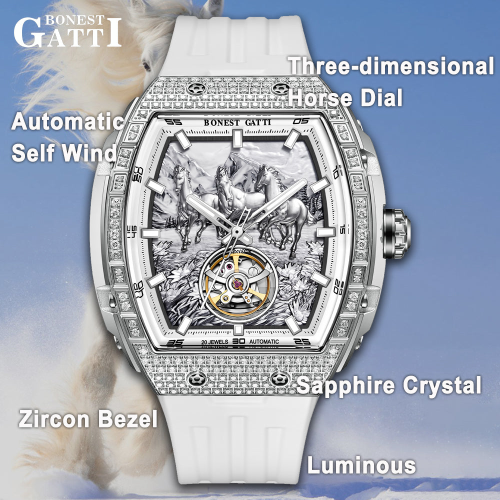 Bonest Gatti Year of the Horse BG5006 – Automatic Skeleton Zircon Bezel - Top G Watches