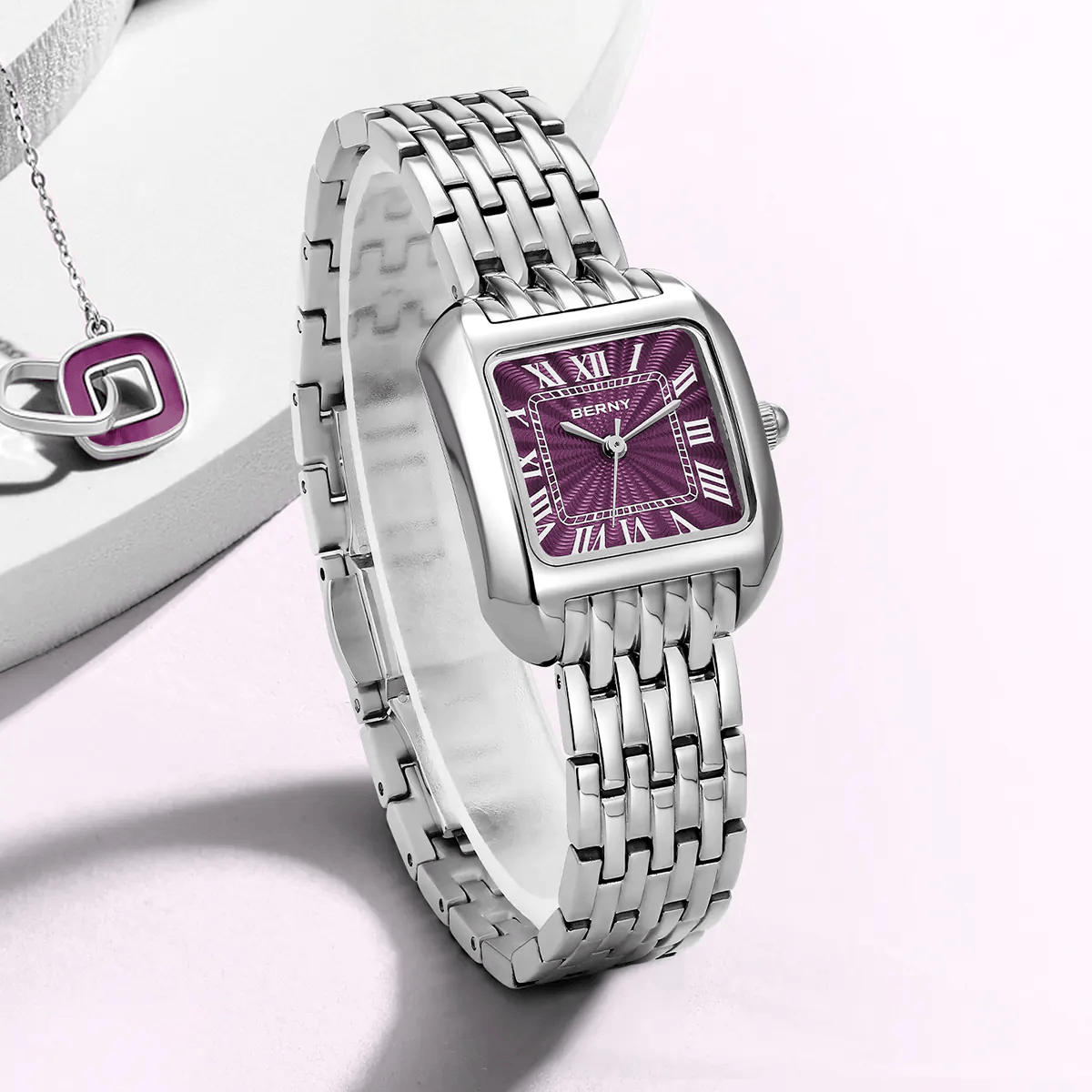 BERNY 2706VLS Women's Square Textured Dial Watch – Japanese Quartz - Top G Watches