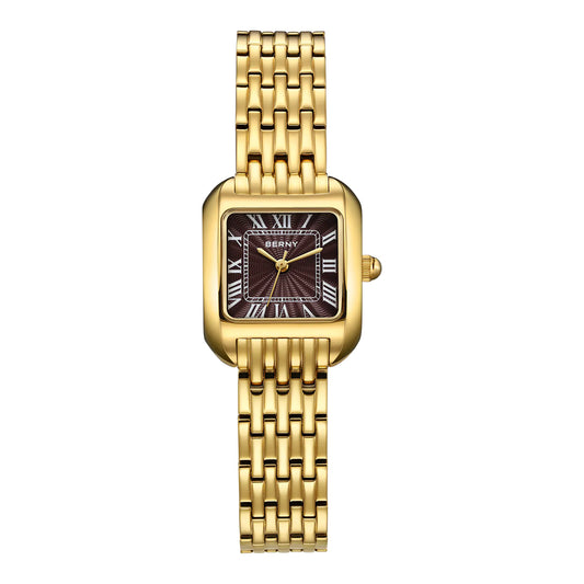 BERNY 2706VLY Women's Gold Square Quartz Dress Watch - Top G Watches
