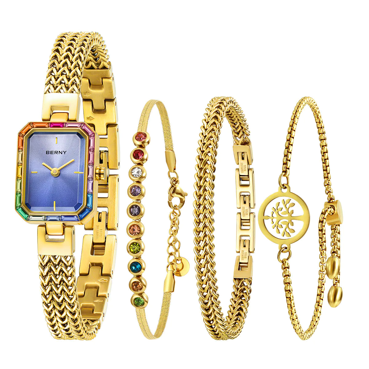 BERNY 2923L Women's Quartz Watch & Matching Bracelet Jewellery Set - Top G Watches