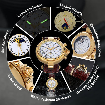 BERNY AM7042M Automatic Full Calendar Dress Watch – Roman Numerals - Top G Watches