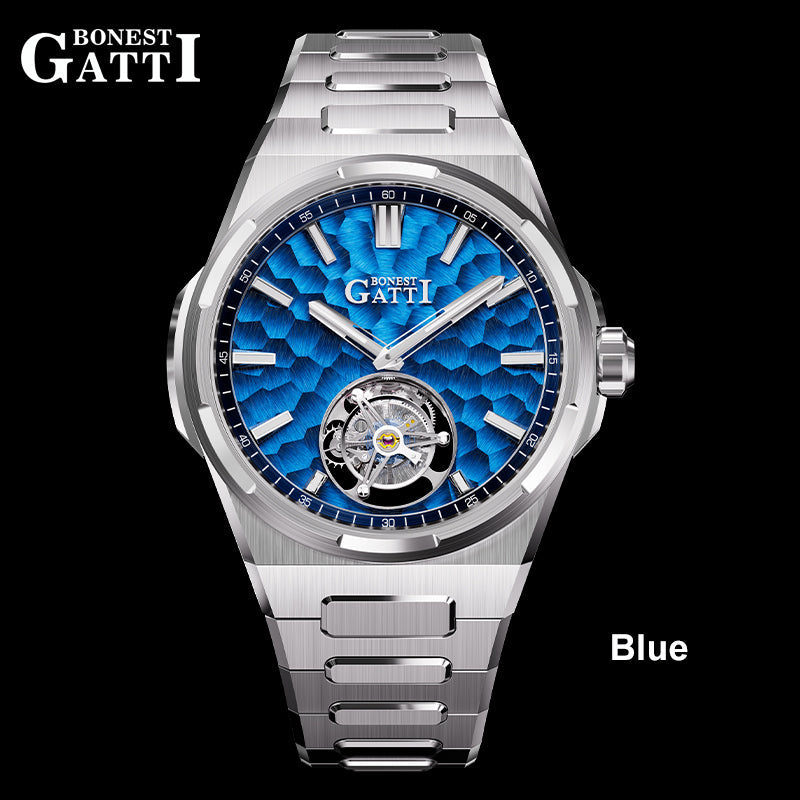 BONEST GATTI Hammer Pattern Automatic Tourbillon Watch Self Wind 80H Power Reserve Sapphire Crystal Luminous Watch BG7005 - Top G Watches