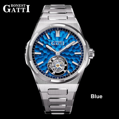 BONEST GATTI Hammer Pattern Automatic Tourbillon Watch Self Wind 80H Power Reserve Sapphire Crystal Luminous Watch BG7005 - Top G Watches