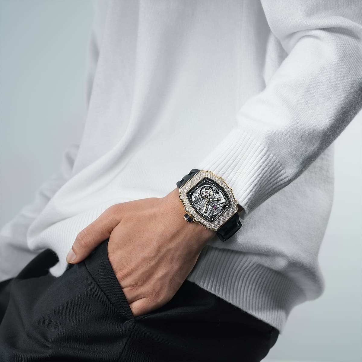 Official TSAR BOMBA Diamond Automatic Skeleton Watch – TB8208D