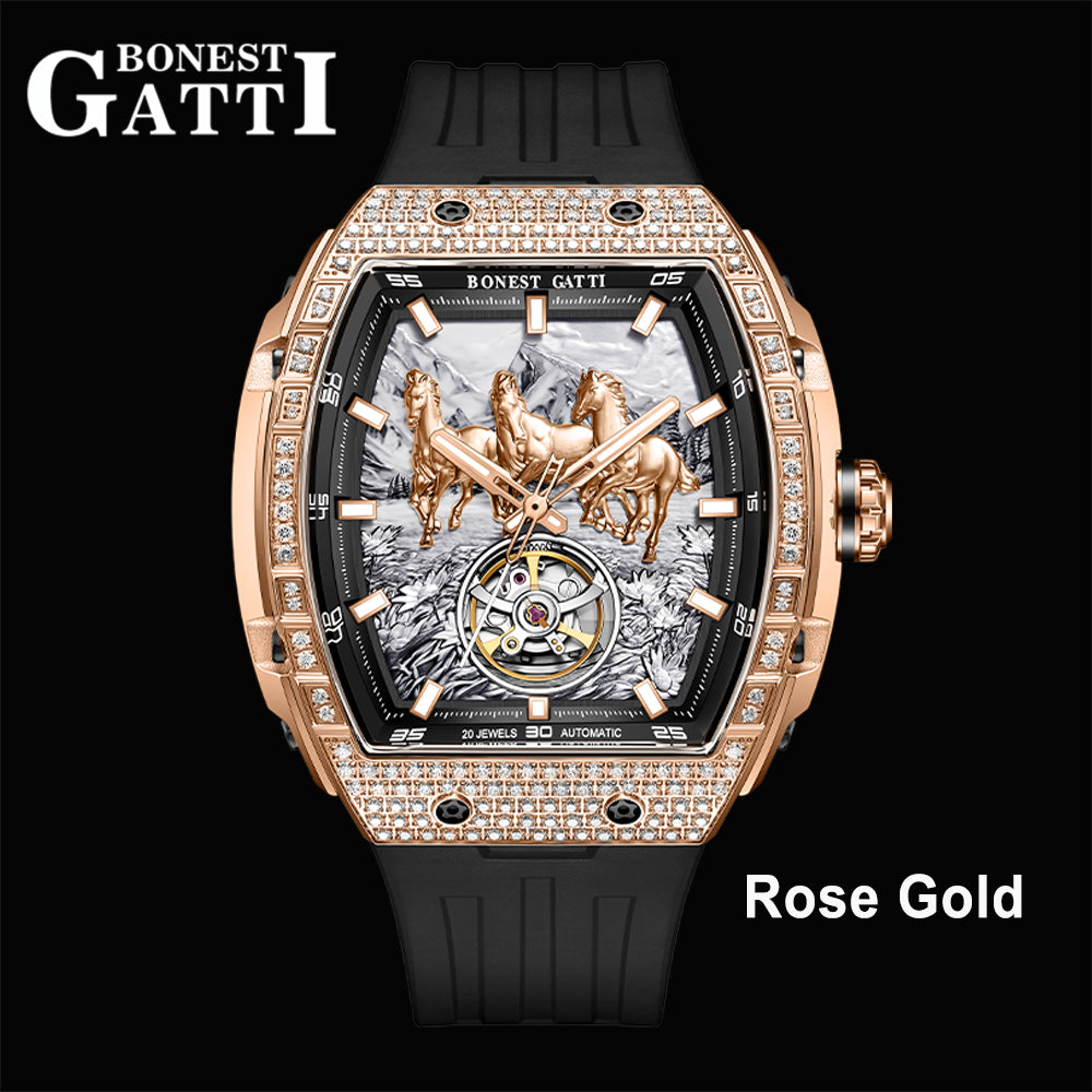 Bonest Gatti Year of the Horse BG5006 – Automatic Skeleton Zircon Bezel - Top G Watches