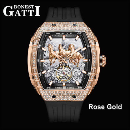 Bonest Gatti Year of the Horse BG5006 – Automatic Skeleton Zircon Bezel - Top G Watches