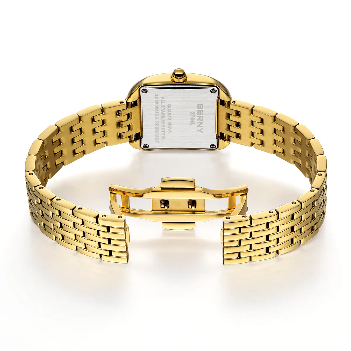 BERNY 2706VLY Women's Gold Square Quartz Dress Watch - Top G Watches