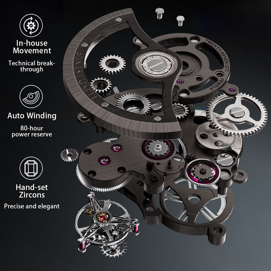 Bonest Gatti BG7002 Rainbow Tourbillon – Transparent K9 Crystal Masterpiece Watch - Top G Watches