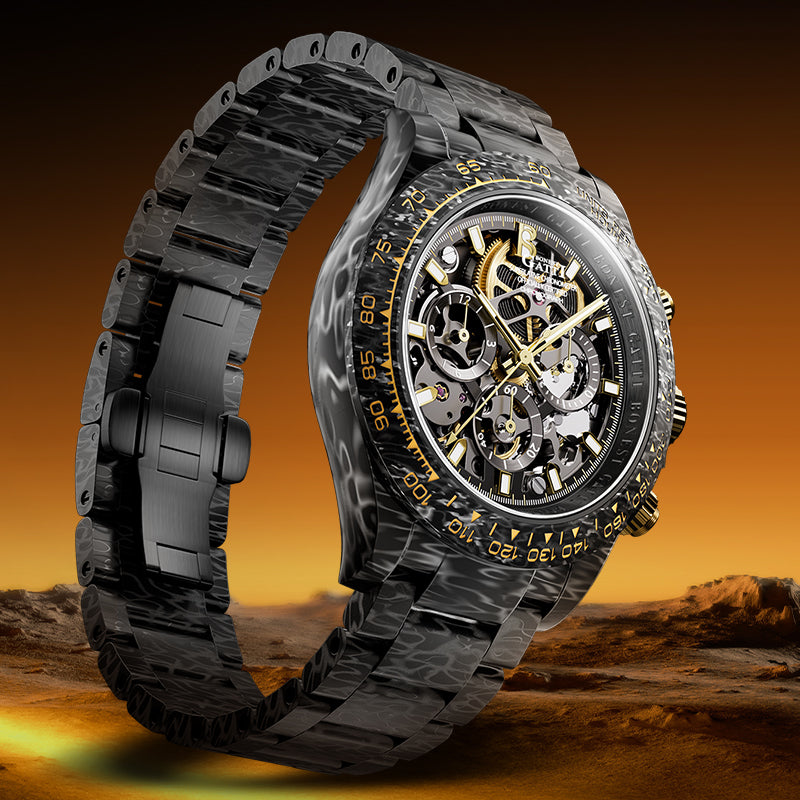 BONEST GATTI BG9014 Carbon Fibre Skeleton Automatic Chronograph Watch