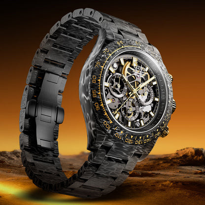 BONEST GATTI BG9014 Carbon Fibre Skeleton Automatic Chronograph Watch