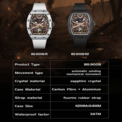 Bonest Gatti BG9008 Phantom Black – Carbon Skeleton Tourbillon Automatic Watch - Top G Watches