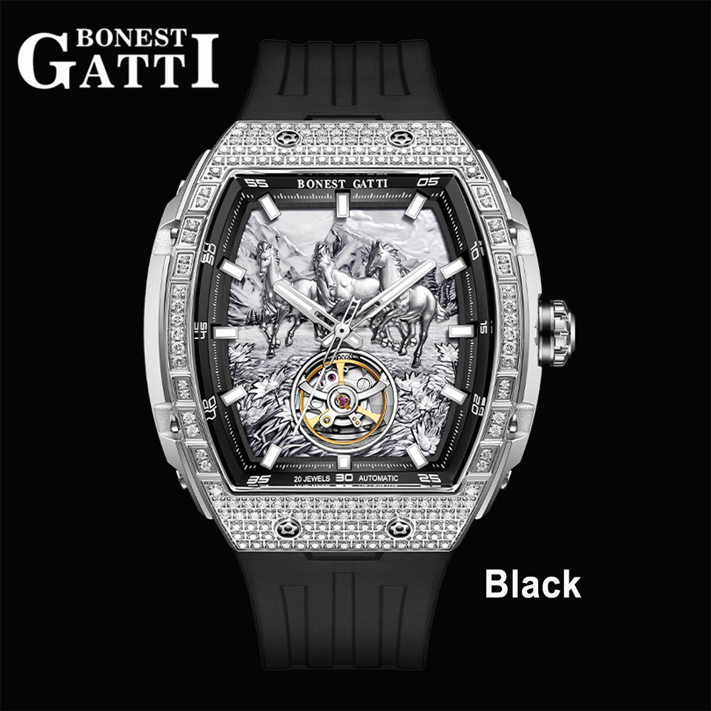Bonest Gatti Year of the Horse BG5006 – Automatic Skeleton Zircon Bezel - Top G Watches