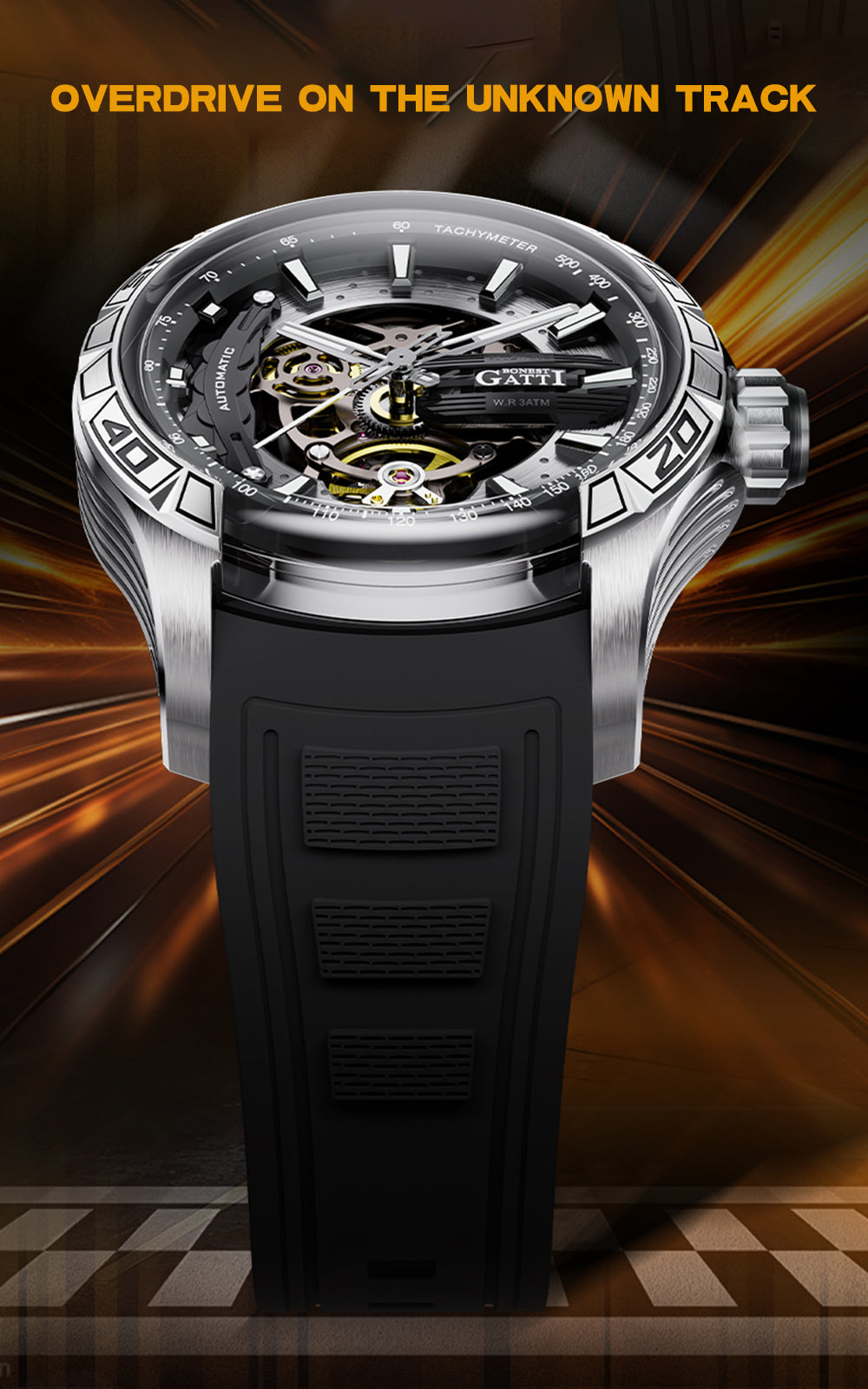 BONEST GATTI BG4005 Skeleton Automatic Men's Sports Watch