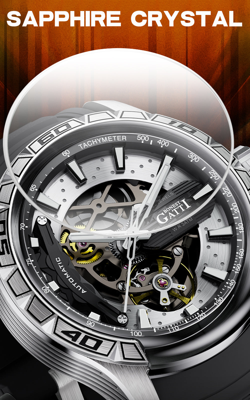 BONEST GATTI BG4005 Skeleton Automatic Men's Sports Watch