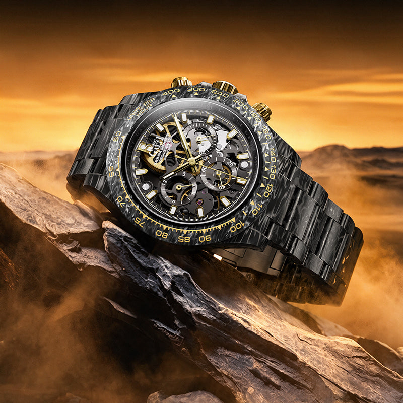 BONEST GATTI BG9014 Carbon Fibre Skeleton Automatic Chronograph Watch