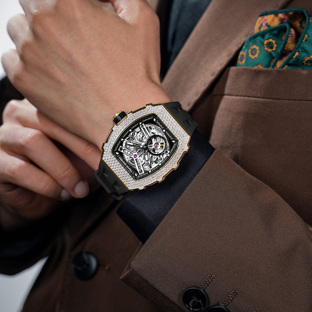 Official TSAR BOMBA Diamond Automatic Skeleton Watch – TB8208D