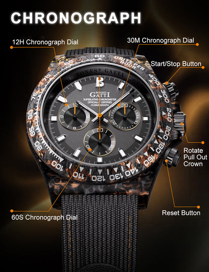 Bonest Gatti BG9010 Carbon Fibre Automatic Chronograph – Sport-Precision Craft - Top G Watches