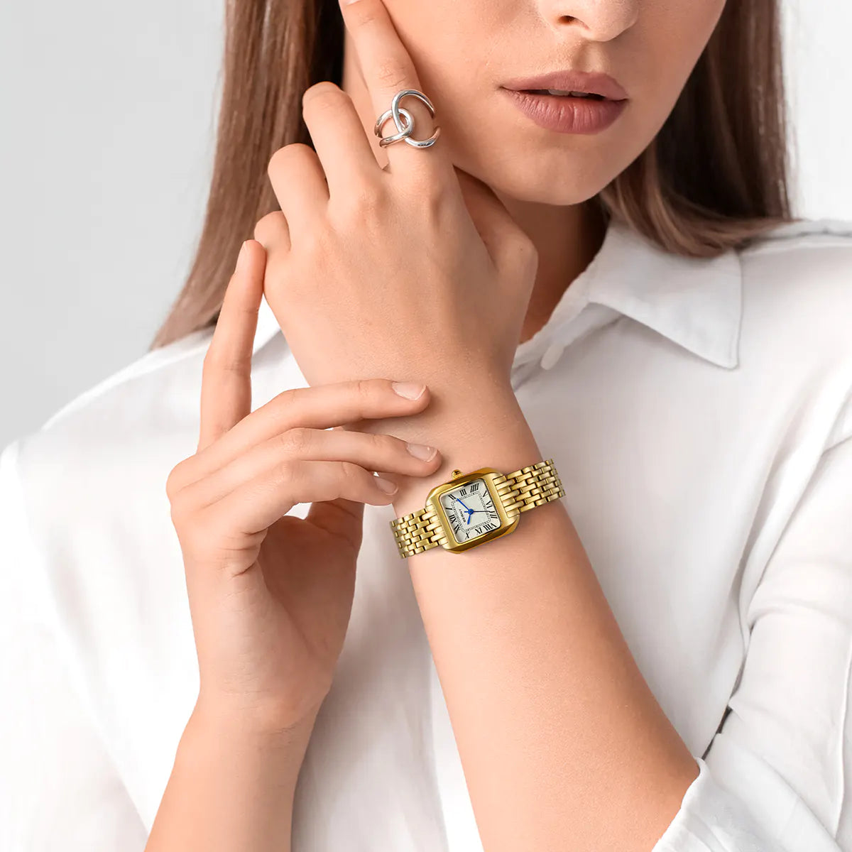 BERNY 2706VLY Women's Gold Square Quartz Dress Watch - Top G Watches
