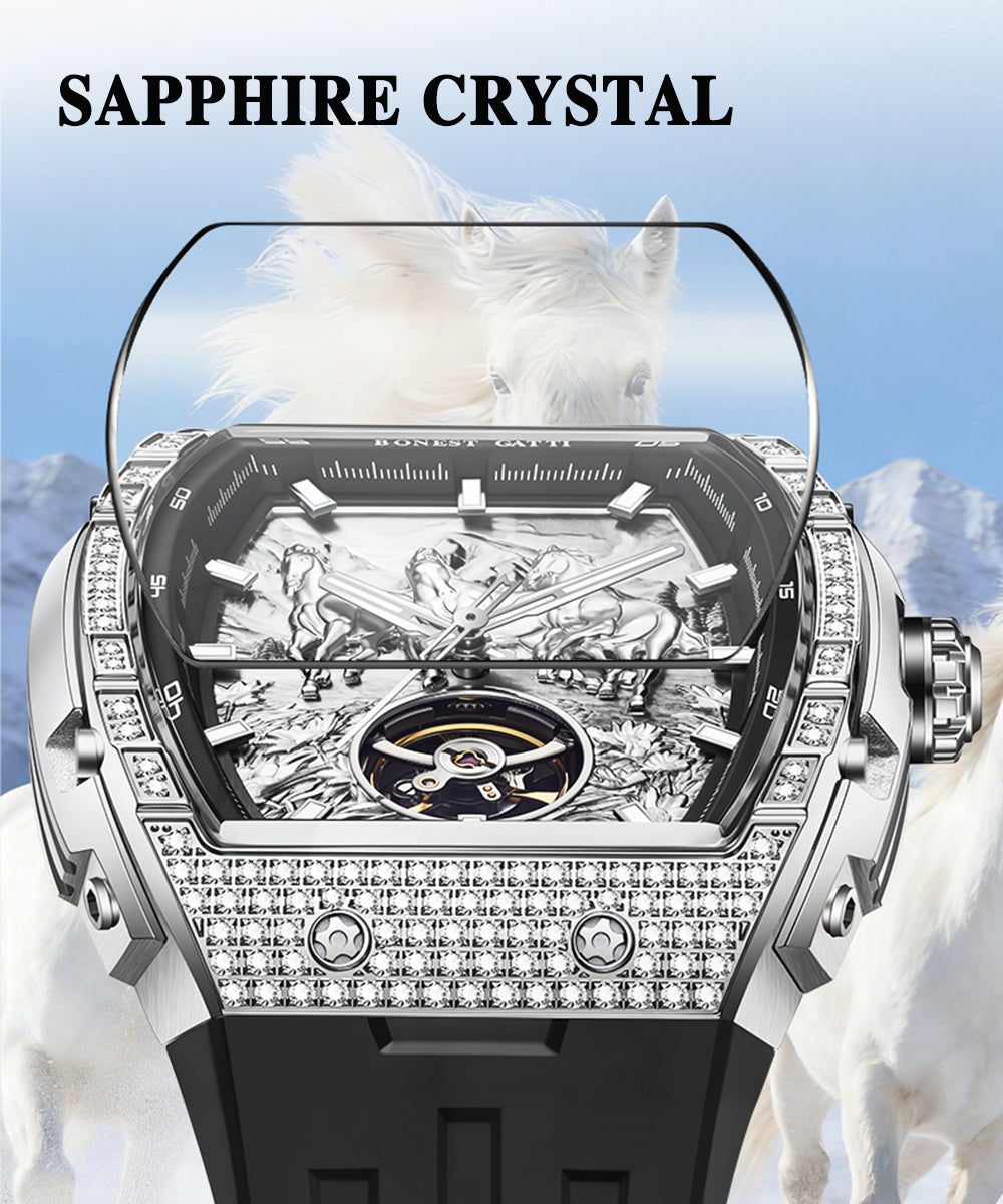 Bonest Gatti Year of the Horse BG5006 – Automatic Skeleton Zircon Bezel - Top G Watches