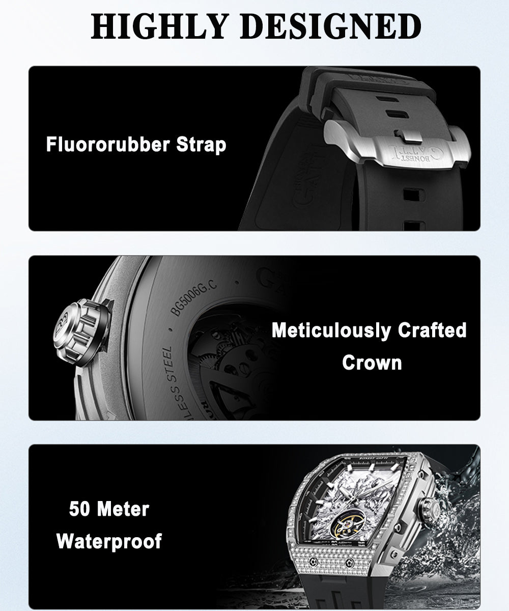 Bonest Gatti Year of the Horse BG5006 – Automatic Skeleton Zircon Bezel - Top G Watches